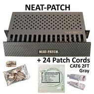 Neat Patch Cable Manager (10 Units) w/ 240 CAT6 Patch Cables (2FT Green) N86