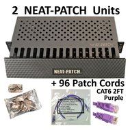 Neat Patch Cable Manager (10 Units) w/ 240 CAT6 Patch Cables (2FT Green) N90