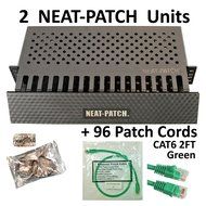 Neat Patch Cable Manager (10 Units) w/ 240 CAT6 Patch Cables (2FT Green) N98