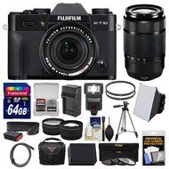 Fujifilm X-T10 Digital Camera &amp; 18-55mm XF (Black) &amp; 50-230mm II Lens + 64GB Card + Case + Flash + Battery &amp; Charger... N2