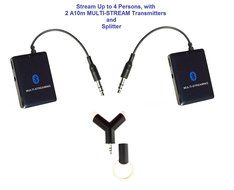 KOKKIA A10m_2pcs_with_Ysplitter: Stream up to 4 persons with 2 A10m Bluetooth Multi-Stream Stereo Transmitters...