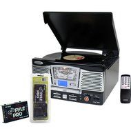 Pyle Turntable Record Player and Pre-Amplifier Package - PTCD8UB Retro Style Turntable With CD/Radio/USB/SD/SDHC... N2
