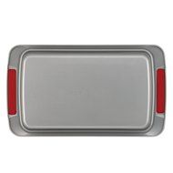 Cake Boss Deluxe Nonstick Bakeware 9-Inch by 5-Inch Loaf Pan, Gray with Red Silicone Grips N5
