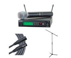 Shure SLX24/SM58 (Band G5) Wireless Microphone + Ultimate Stand + Mogami Cable