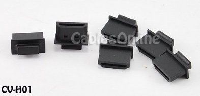 CablesOnline 10-Pack HDMI Male Dust Cover Port Protectors, Black (CV-H01-10) N3