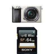 Sony Alpha a6000 Interchangeable Lens Camera with 16-50mm Power Zoom Lens (Silver) with Memory Card