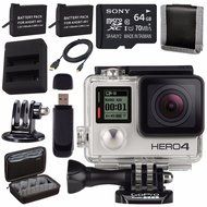 GoPro HERO4 Silver + Rechargeable Battery + Dual Battery Charger + Sony 64GB microSDXC + Case for GoPro HERO4... N2