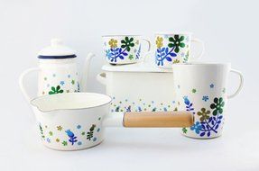 Finex Kitchen Premium Porcelain Enameled Steel Collection (Floral Design Series) Rectangular Loaf Pan - Retro... N17