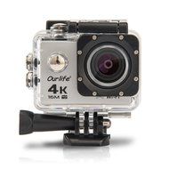 Ourlife 4K WIFI Sports Action Camera Ultra HD 170&deg; HD Wide-angle Fish-eye Lens 2 inch LCD Screen (Camera-silver) N6