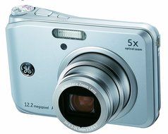 GE A1250-BK 12MP Digital Camera with 5X Optical Zoom and 2.5 Inch LCD with Auto Brightness - Black