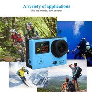 Action Camera H3 Ultra 4K HD 2.0&quot; Dual Screen Waterproof 170D Lens go - pro Style Wifi Sport Cam(Blue) N8
