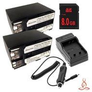 Two Halcyon 8550 mAH Lithium Ion Replacement Battery and Charger Kit + 8GB SDHC Class 10 Memory Card for Canon...