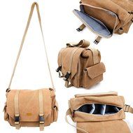 DURAGADGET Bolso Canvas Marr&oacute;n Para C&aacute;maras DSLR / SLR / Bridge / CSC - Con Bandolera Ajustable Y Numerosos Compartimentos N4