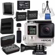 GoPro HERO4 Black + Rechargeable Battery + Dual Battery Charger + Sony 64GB microSDXC + Case for GoPro HERO4 and...