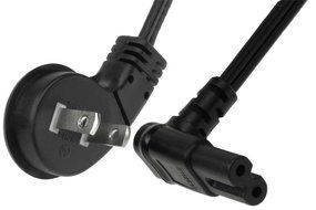 SF Cable 6ft USA low profile angled NEMA 1-15P 2 Prong Plug to IEC C7 with 18/2 SPT-2 Wire N2