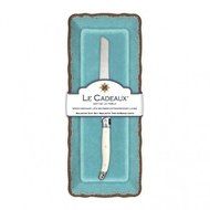 Le Cadeaux Baguette Tray with Bread Knife Gift Set-Antiqua Turquoise.