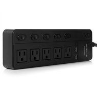 ISELECTOR Surge Protector 4320J 5-Outlet Individual Switch Power Strip with 3.4A 2-Port USB Charging Station N13