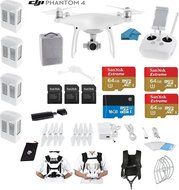 DJI Phantom 4 Quadcopter Drone Kit with 4 Batteries and Accessories (10 Items) N3