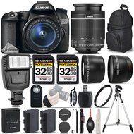 Canon EOS 70D DSLR Camera + Canon 18-55mm IS STM Lens + Flash + 0.43X Wide Angle Lens + 2.2x Telephoto Lens +... N2