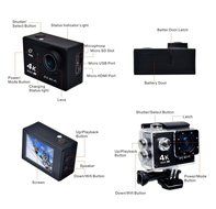 HTRise digital video camera camcorder, HD 4K 30fps 16MP WiFi with Waterproof for Action Sports Diving N6