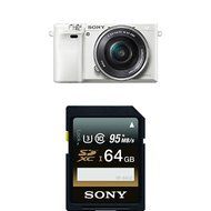 Sony Alpha a6000 Interchangeable Lens Camera with 16-50mm Power Zoom Lens (White) with Memory Card