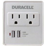 DURACELL DU6207 2-Outlet Surge Protector with 2 USB Ports (White) consumer electronics