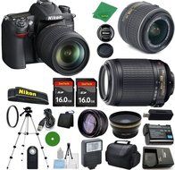 Nikon D7000 International Version - No Warranty, 18-55mm f/3.5-5.6 DX VR, Nikon 55-200mm f4-5.6G ED VR Nikkor,...