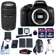 Canon EOS T6i DSLR Kit + Canon EF 75-300mm III + 2 32GB Transcend SD Cards + Spare LP E17 Battery + 3 Piece Filter...