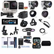 GOPRO HERO4 SILVER FULL KIT INCLUDES ALL MOUNTS + EXTRA BATTERIES + MEMORY CARD +WIDE ANGLE LENS + TELEPHOTO ZOOM...