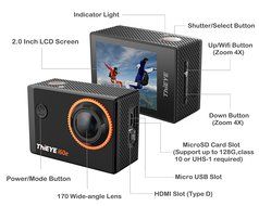 4K Sports Action Camera, ThiEYE i60e 2.0 Inch Screen WIFI 12MP FHD 170&deg; Wide Angle Lens 60M Waterproof With 360... N6