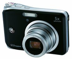 GE A1250-BK 12MP Digital Camera with 5X Optical Zoom and 2.5 Inch LCD with Auto Brightness - Black N3