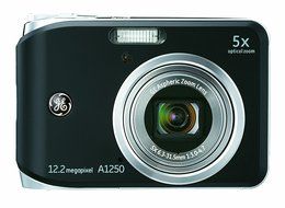 GE A1250-BK 12MP Digital Camera with 5X Optical Zoom and 2.5 Inch LCD with Auto Brightness - Black N4