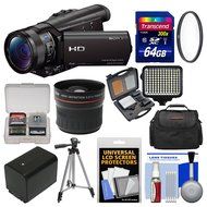 Sony Handycam HDR-CX900 Wi-Fi HD Video Camera Camcorder with Fisheye Lens + 64GB Card + Case + LED Light Set +... N2