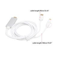 Feamos HDMI Adapter Cable 2 in 1 Dual Connector MicroType C for HDTV TV LeTV Samsung S7 Edge White N6