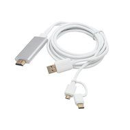 Feamos HDMI Adapter Cable 2 in 1 Dual Connector MicroType C for HDTV TV LeTV Samsung S7 Edge White N7