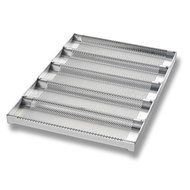 Chicago Metallic 49014 Sub Sandwich Roll Pan with 5 Molds