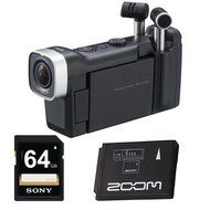 Zoom Q4n Handy Video Recorder with 64GB SD Card,Zoom Rechargeable BT-02 Battery N2