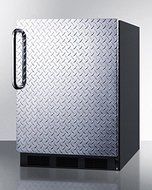Summit FF7BBIDPL: Commercial built-in all-refrigerator in black, auto defrost with diamond plate wrapped door...
