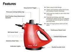 HAAN HS-20R Handheld Steam Cleaner with Attachments - (Red) (Certified Refurbished) N2