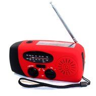 Foxnovo Portable Emergency Solar Powered AMFM Radio 3-LEDs Flashlight Cellphone Charger (Red 1) N8
