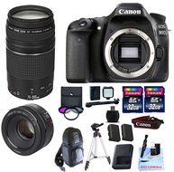 Canon EOS 80D + Canon 75-300mm III + Canon 50mm 1.8 STM Video/ Portrait Lens + 2 32GB Transcend SD Memory Cards...