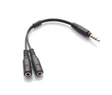 HTTX 3.5mm Male to Female Headset Splitter Adapter for Headphones With Two separate Headphone / Microphone plugs... N2