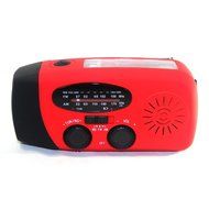 Foxnovo Portable Emergency Solar Powered AMFM Radio 3-LEDs Flashlight Cellphone Charger (Red 1) N13