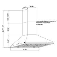 FIREBIRD 36" Wall Mount Black Stainless Steel Push Button Touch Control Kitchen Vent Cooking Fan Range Hood w/... N2