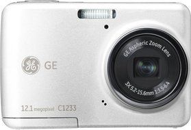 GE C1233 12MP Digital Camera with 3X Optical Zoom and 2.4 Inch LCD with Auto Brightness (White)