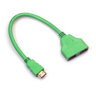 GBSELL HDMI 1 to 2 Split Double Signal Adapter Convert Cable for Video TV HDTV Green N2