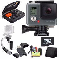 GoPro HERO Action Camera + Steadicam Curve for GoPro HERO Action Cameras (Silver) + 64GB Memory Card + Case for... N2