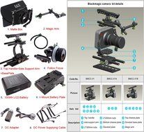 BMCC Cage Rig with 150Wh Li-ion Battery Power Supply and Follow Focus Matte Box for BlackMagic Camera Kit N9