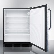 Summit FF7BBIDPL: Commercial built-in all-refrigerator in black, auto defrost with diamond plate wrapped door... N2