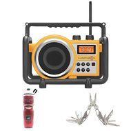 Sangean LB-100 Compact AM/FM Ultra Rugged Radio Receiver + Stainless Steel 12 Tool Multitool + Water Bottle N3